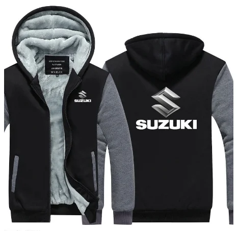 Зимняя теплая толстовка с капюшоном для мужчин Suzuki, Мужская толстовка, фирменное пальто на молнии, толстовки, флисовая куртка, пальто N v - Цвет: 3