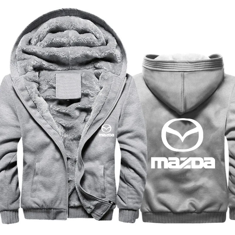 Мужская куртка для автомобилей Mazda с логотипом, мужская куртка с капюшоном, Зимний толстый теплый флис, хлопок, молния, камуфляж, реглан, мужская куртка, толстовки