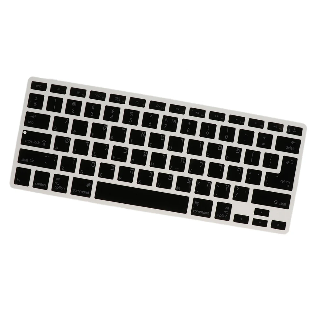 Hebrew English Characters Dustproof Keyboard Cover Skin for MacBook Black