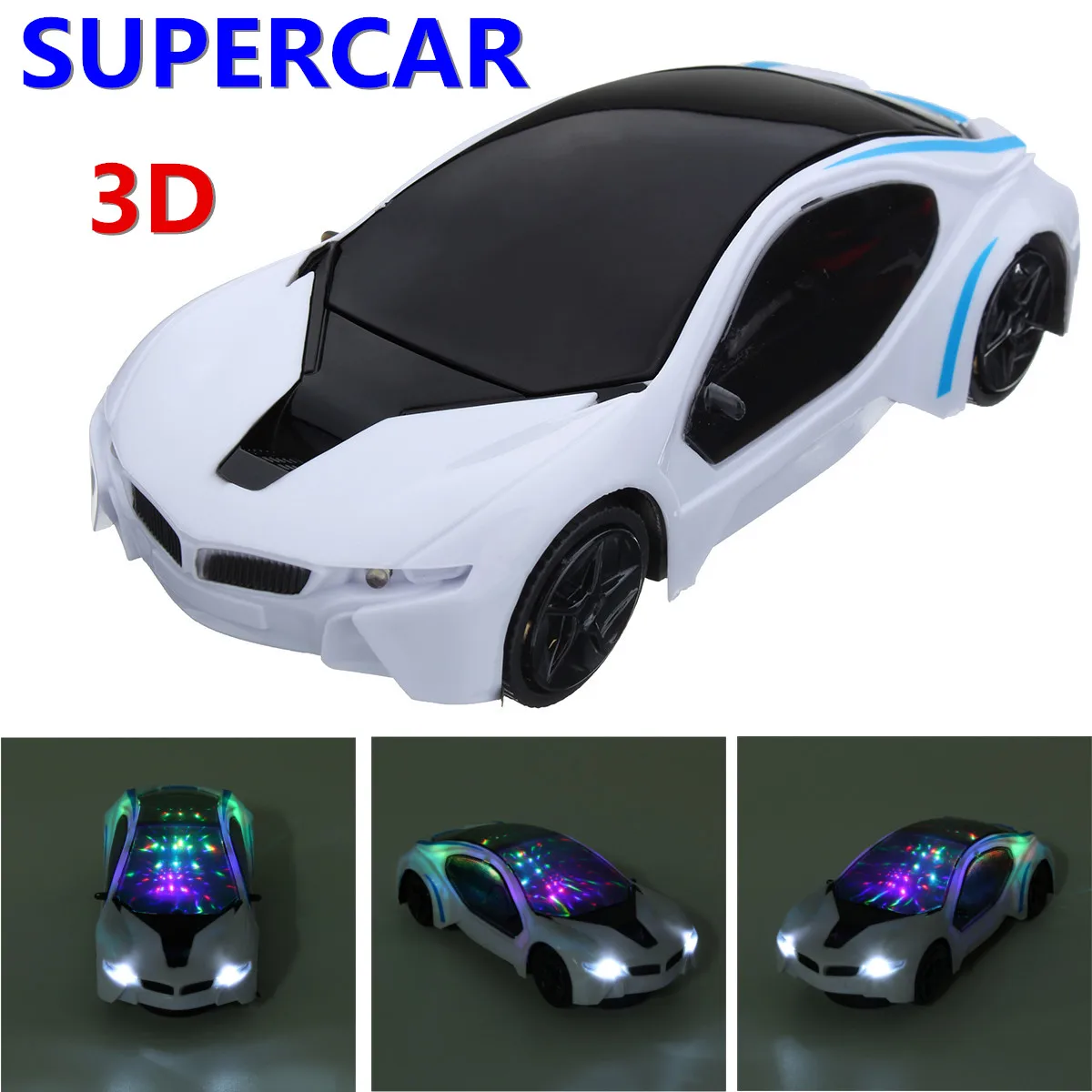 Электромобиль 3D игрушка в виде суперкара для детей с подсветкой колеса музыкой