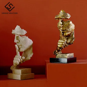 

Nordic Silence Is Gold Statue Abstract Sculpture Resin Modern Art Figurine Home Office Wedding Desktop Decoration Birthday Gift