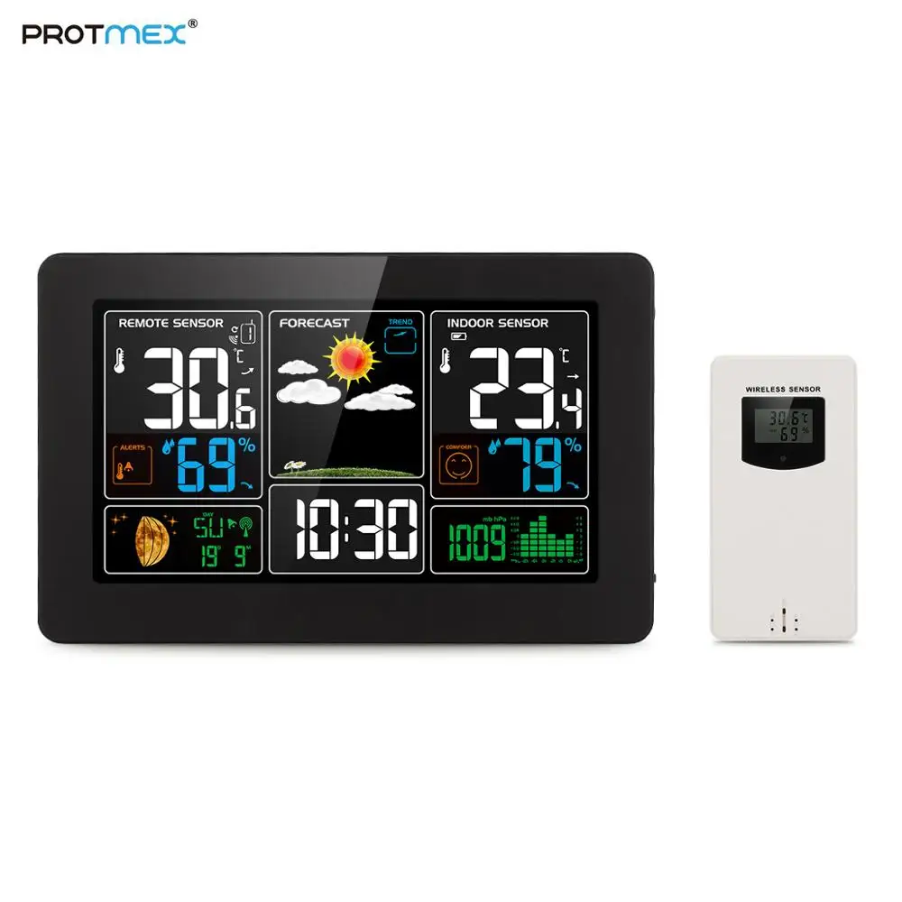 Color Wireless Weather Station Forecaster Temperature Humidity Sensor Calendar