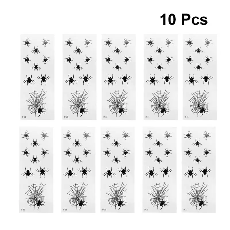 

10 Sheets Spider Tattoo Pastes Funny Stickers Spider Web Pattern Tattoo Stickers Body Stickers For Halloween Party Costume