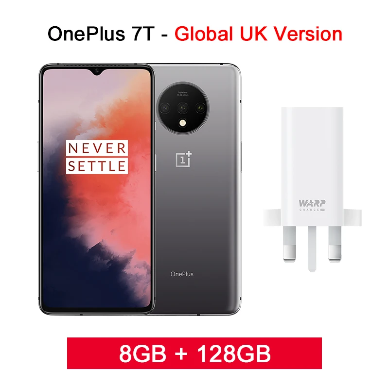 UK 8G 128G Silver Смартфон OnePlus 7 T 7 T Snapdragon 855 Plus с глобальной прошивкой, Восьмиядерный процессор 6,55 дюйма, 90 Гц, AMOLED экран, 48мп, тройная камера, 30 Вт, NFC, Android 10 промо-код newyear1200 / newyear600 - Цвет: UK 8G 128G Silver