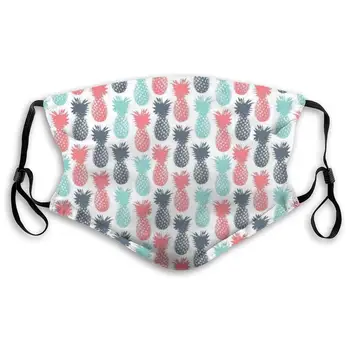 

NYF Island Pineapple Tropical Fruit Pattern Stamped Minimal Backdrop Pop Art Unisex Camping Dustproof Breathing Mask Activated