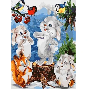 

Painting By Numbers Rabbit Squirrel Animal Drawing On Canvas Picture Animal Kit Wall Art HandPainted DIY Home Decoration Gift