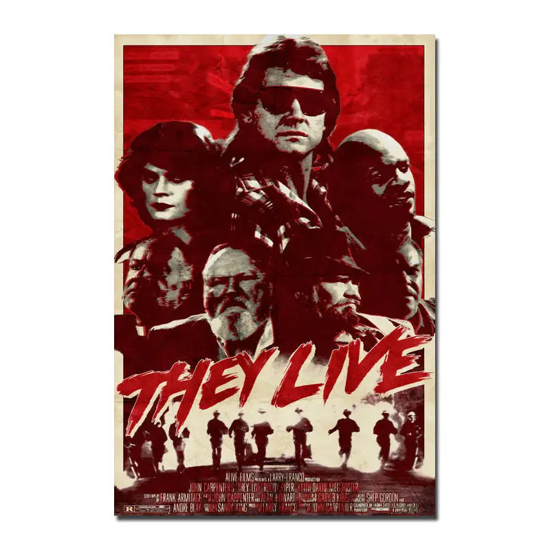 

J0108 1988 THEY LIVE Movie Wall Sticker Silk Poster Art Light Canvas Home Decoration