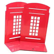 1 пара лондонская телефонная будка дизайн противоскользящие книжные концы книжная полка держатель канцелярские принадлежности(красный