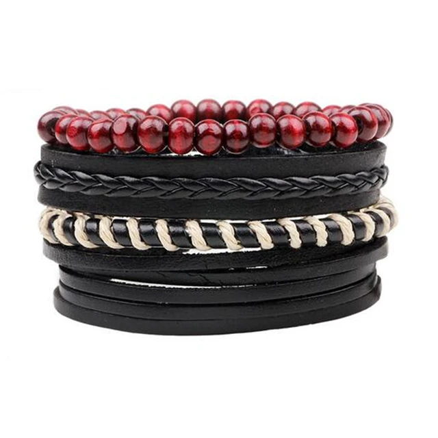 Etta 4Pcs/ Set Braided Wrap Leather Bracelets - Image 2