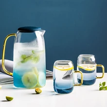 Градиент Цвет Мрамор холодной стеклянная бутылка для воды с высоким Температура устойчивый Стекло горшок, кувшин чайник MYDING