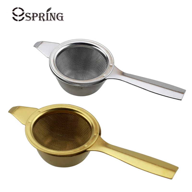Tea Infuser Strainer Loose Leaf 6 Colors Home Accessories Stainless Steel Tea Infusion Filter with Silicone Handle and Drip Tray