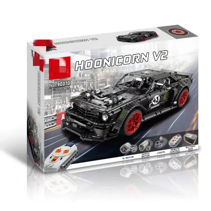 

90070 20102 RC Ford Mustang Hoonicorn RTR V2 Racing Car With Motor Battery remote control MOC-22970 Building Blocks Bricks