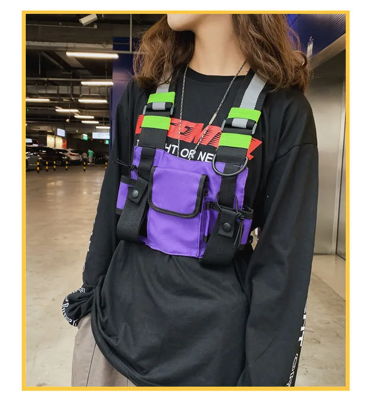Уличная нагрудная сумка для мужчин и женщин армейский тактический жилет светоотражающий уличная хип-хоп наплечный рюкзак для мобильного телефона портативная рация сумка