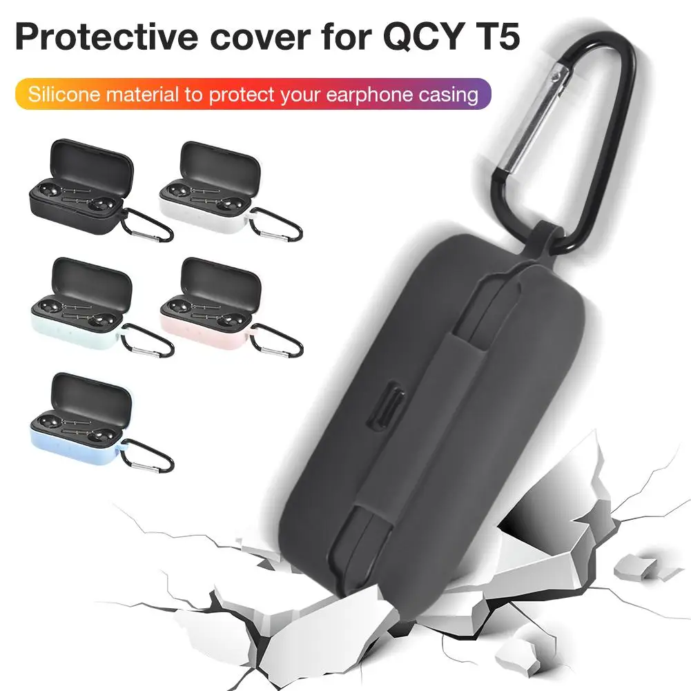 Силиконовый защитный чехол для QCY T5 Bluetooth телефона защитная коробка беспроводные