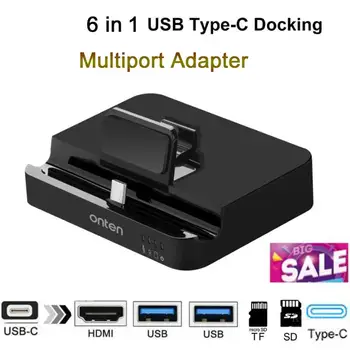 

6 in 1 USB Type C to HDMI Adapter Dock 2x USB 3.0 SD TF Card Reader PD Charging For New MacBook Samsung S8/9 Huawei Mate 10/20