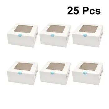 

25pcs Baking Boxes Paper Four Compartment Muffin Eco-Friendly Storage Boexes Containers Cupcake Boxes For Cake Dessert Shop