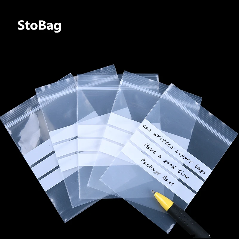 StoBag 12 проволочных прозрачных небольших пластиковых пакетов с застежкой молнией может писать этикетку