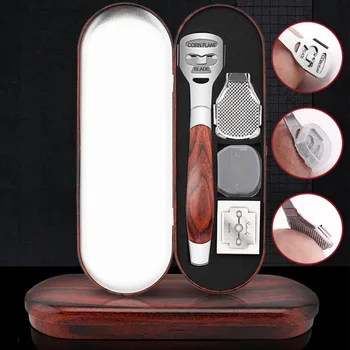 

1 Set Stainless Steel Foot Skin Shaver Corn Cuticle Cutter Remover Rasp Pedicure File 10 Blades Foot Care Tools Wooden Handle