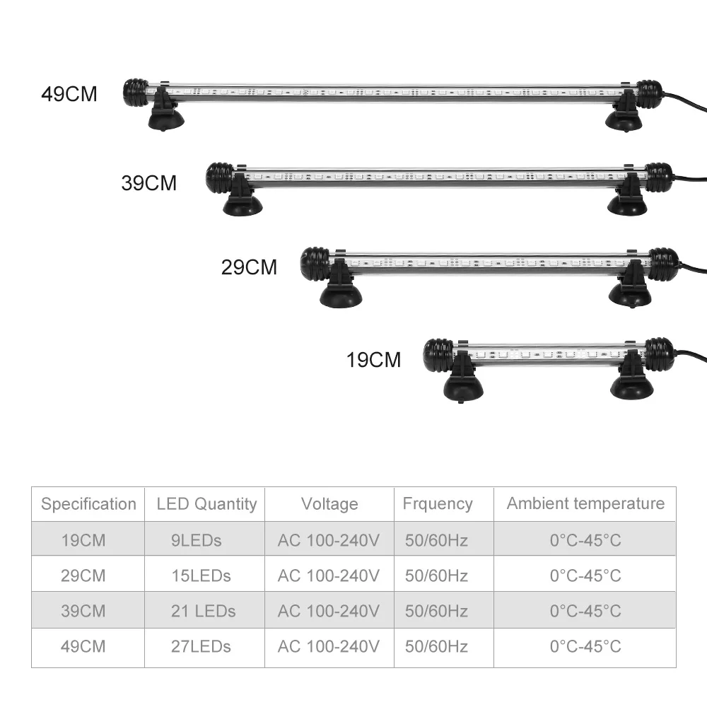 ЕС США штекер RGB дистанционный светильник для аквариума энергосберегающий водонепроницаемый светильник для аквариума светодиодный светильник ing 19-49 см