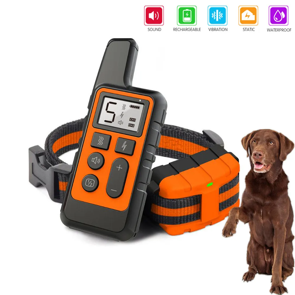 New 500m Waterproof Dog Training Collar Pet Remote Control Rechargeable Shock sound Vibration Dog Collar Remote Controller 40%