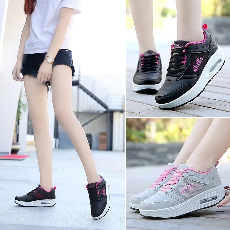 

Leather Sports Footwear Thick Bottomed Shoes Women's Rocking Shoes 2018 Autumn And Winter Jianbu Travel Shoes Versatile Mom Shoe