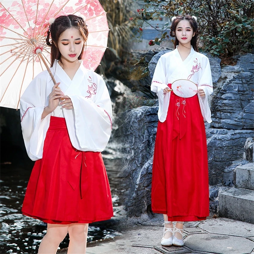 

Woman Japanese Kimono Dress Elegant Oriental Haori Yukata Fairy Chinese Hanfu Embroidery Photography Party Wear Top Skirt