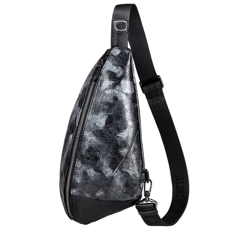 

P.KUONE Leather Chest Pack Shoulder Bag Travel Chest Pack Cell Phone Pack