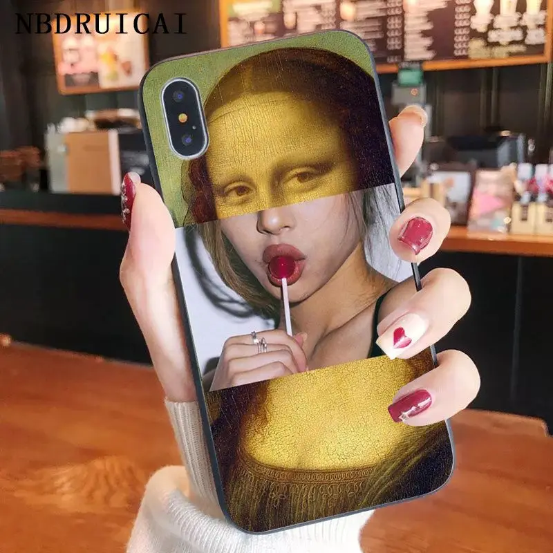 Fun5S Funny Cartoon Phone Case Leonardo da Vinci Mona Lisa Pat Cat