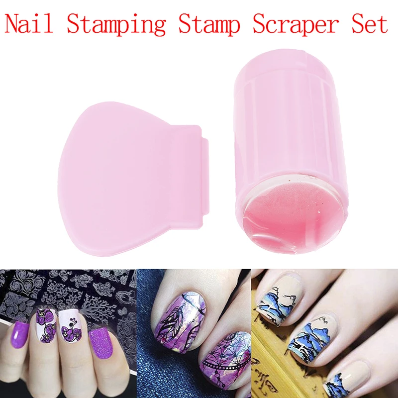 

1pc Transparent Silicone Jelly Nail Art Template Scraper Plate Stamper Clear Stamper