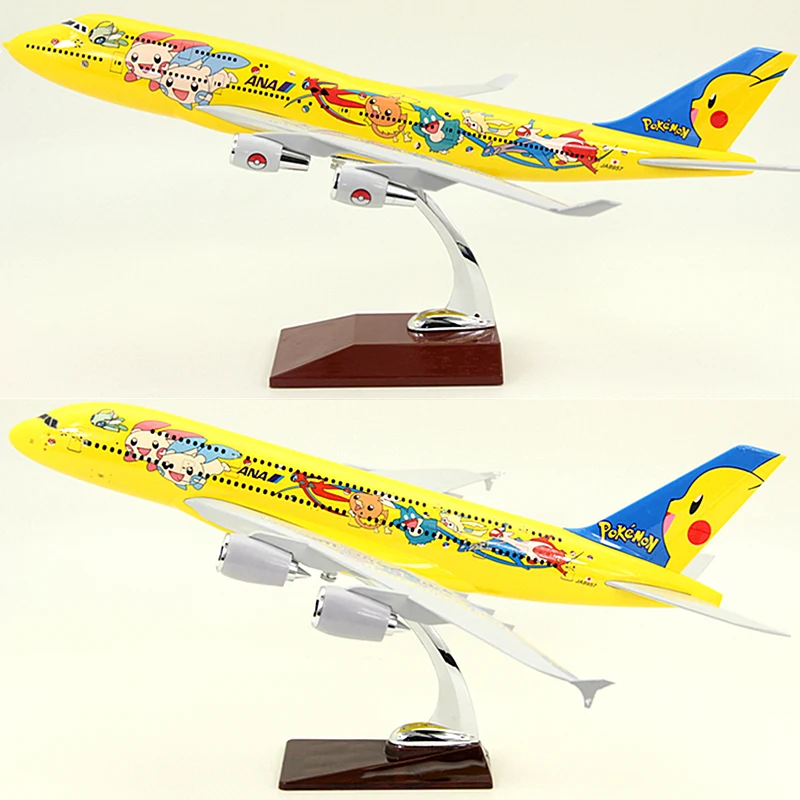 

47cm B747 A380 ANA Resin Airplane model Airbus Boeing 747 Pocket Monsters model PokemoGO aircraft model Pikachu Plane model