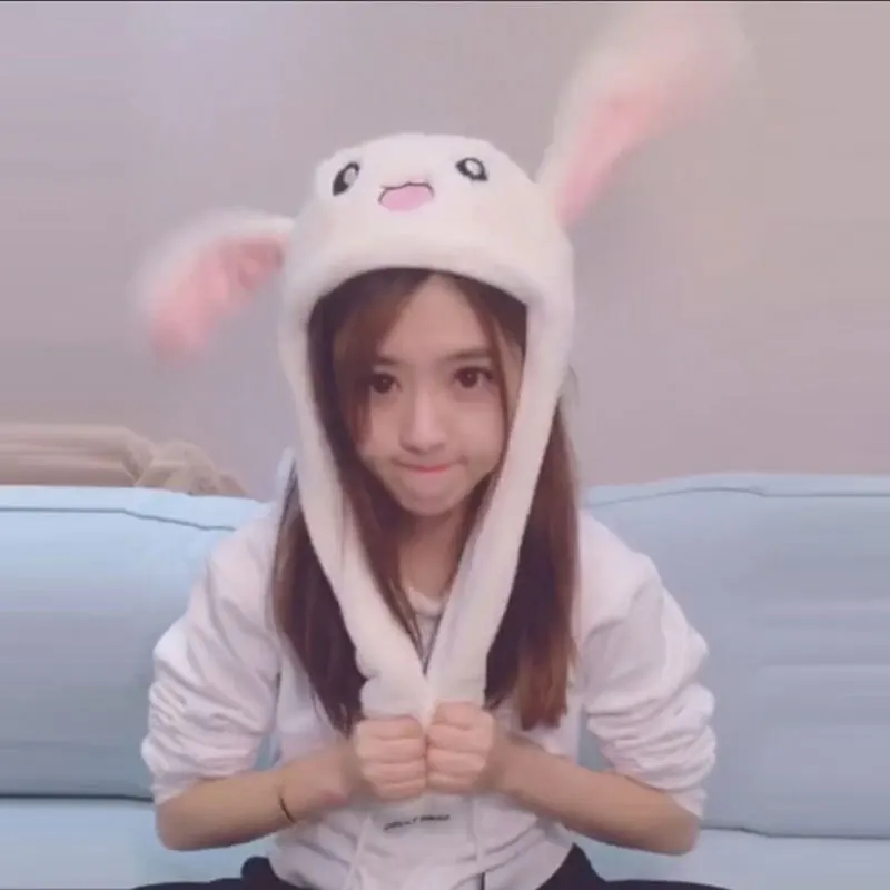 Gorros de salto con orejas de animales para niñas y niños, gorros cálidos de conejo de peluche, Airbag, bonitos, divertidos