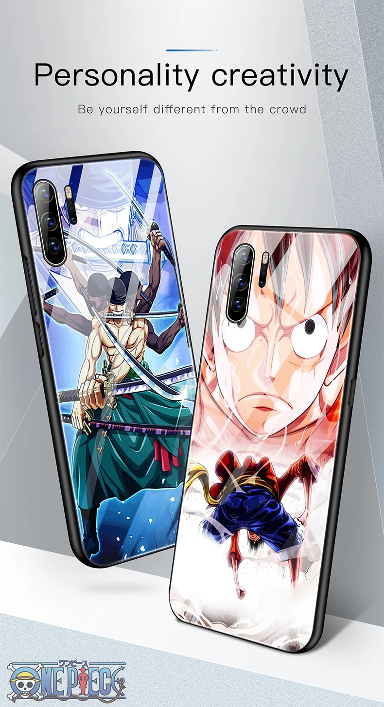 Мультяшный цельный Luffy чехол из закаленного стекла для телефона для huawei P30 P20 Pro Lite mate 30 20 10 Honor роскошный защитный чехол