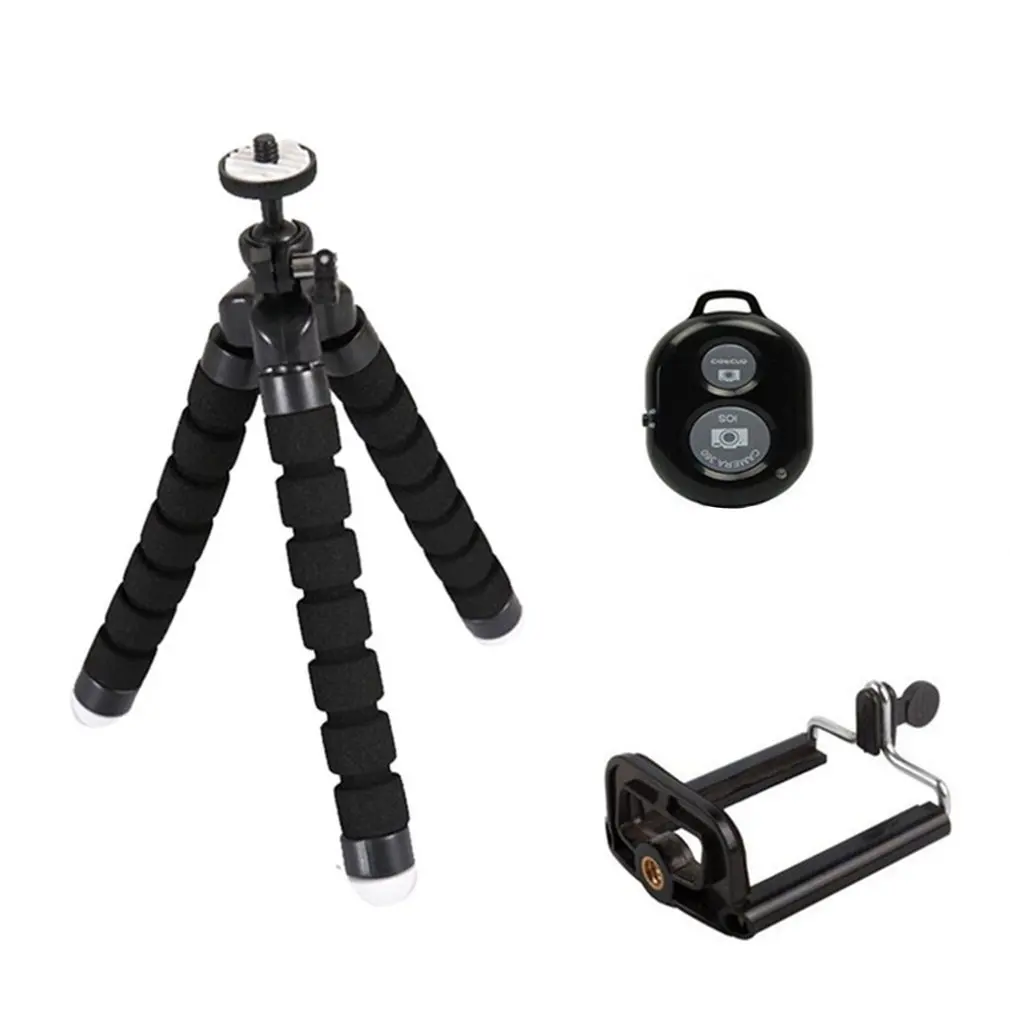 

Flexible Sponge Octopus Mini Tripod With Wireless Remote Shutter For iPhone mini Camera Tripod Phone Holder clip stand