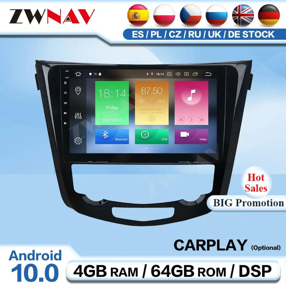 Carplay 2 Din Android для Nissan QASHQAI X-Trail 2014 2015 2016 2017 2018 2019 радиоприемник аудио стерео плеер GPS