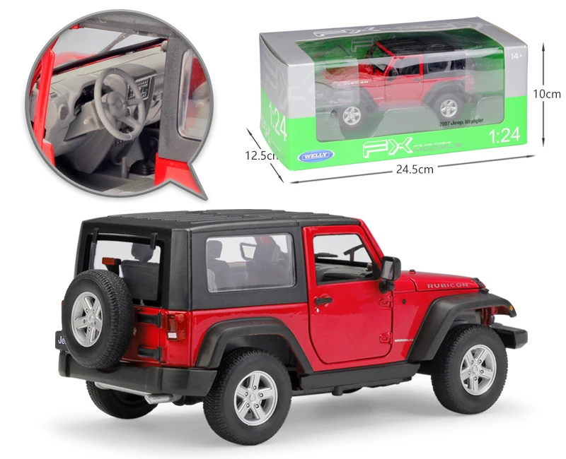 WELLY Модель автомобиля 1:24 Масштаб 2007 Jeep Wrangler литье под давлением автосимулятор сплав внедорожный металлический классический автомобиль для детей подарочная коллекция