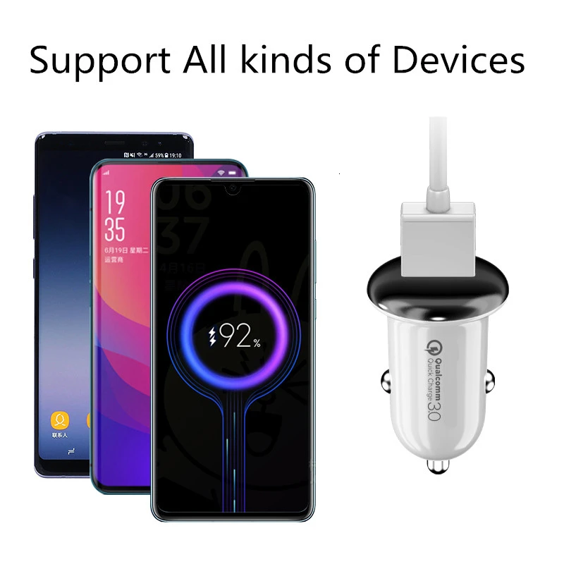 QC3.0 мини USB Автомобильное зарядное устройство для мобильного телефона планшета gps 3.1A быстрое зарядное устройство автомобильное зарядное устройство 2 порта USB автомобильный адаптер зарядного устройства для телефона в автомобиле