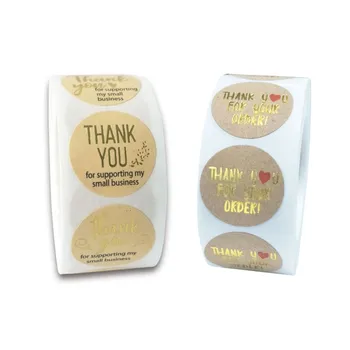 

5000pcs/lot round thank you stationery Bronzing business decorative envelope kraft paper sealing sticker