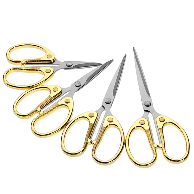 

Gold Stainless Steel Scissors For Sewing Short Cutter Tailor Scissors Fabric Cutting Craft Tools Skid Resistance Handle Domestic