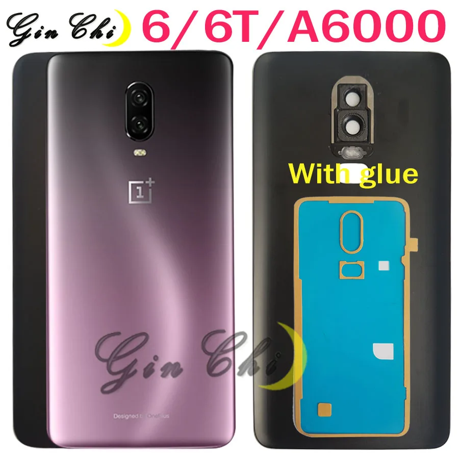 

Original A6000 Glass For OnePlus 6 Back Battery Cover Door Rear Glass For Oneplus 6T Battery Cover 1+6 Housing Case With Glue