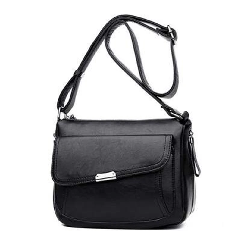 Женская сумка с несколькими карманами, летняя стильная кожаная сумка, дизайнерские сумки через плечо для женщин, Bolsa Feminina - Цвет: Black