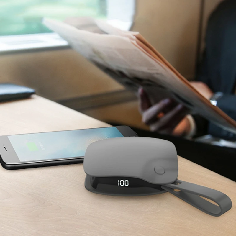 

USB Hand Warmer Mini Heater Pocket Warmers Electric Power Bank Rechargeable 5000MAh Battery Hand Warmer Portable Outdoor Gray