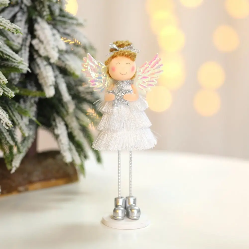 B-Cute Angel Doll Girl Ski Pendant Christmas Tree Decoration for Home Wooden Christmas Tree Ornament Xmas Gift for Kids - Цвет: 5