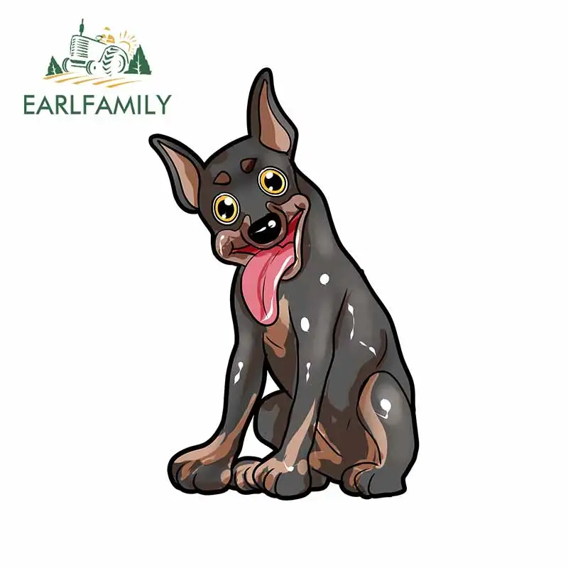 

EARLFAMILY 13 см x 8,4 см для немецкого пинчера, наклейка для щенка, холодильника, холодильника, мультяшные автомобильные наклейки, виниловая автомобильная пленка для окон