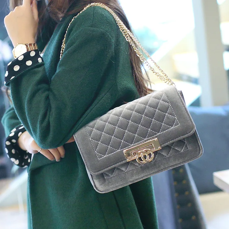 

2018 Spring And Summer New Style Suede Shoulder Bag Cross-body Bag with Chain WOMEN'S Fashion Handbag Guangzhou