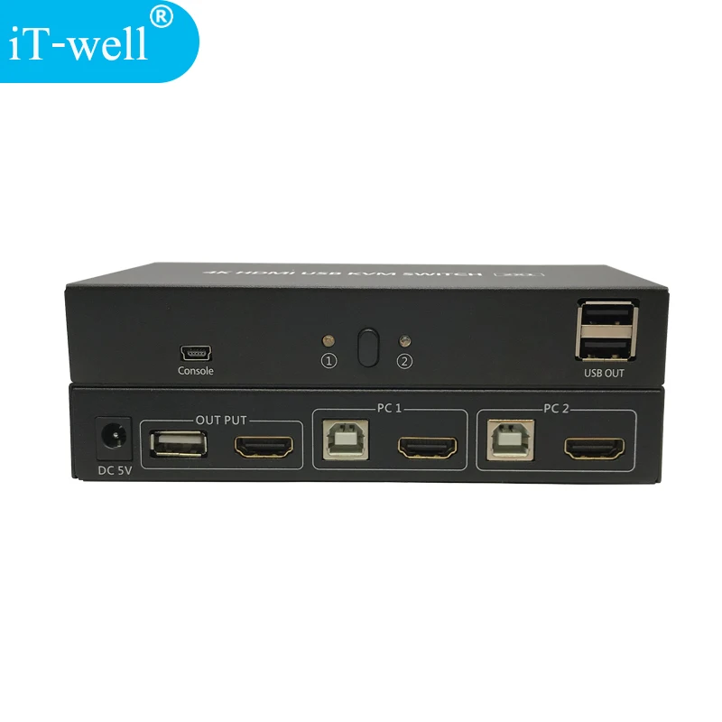 USB HDMI KVM переключатель 2 порта 4K USB переключатель KVM HDMI разделитель, сплиттер коробка для обмена принтером клавиатура мышь KVM iT-well