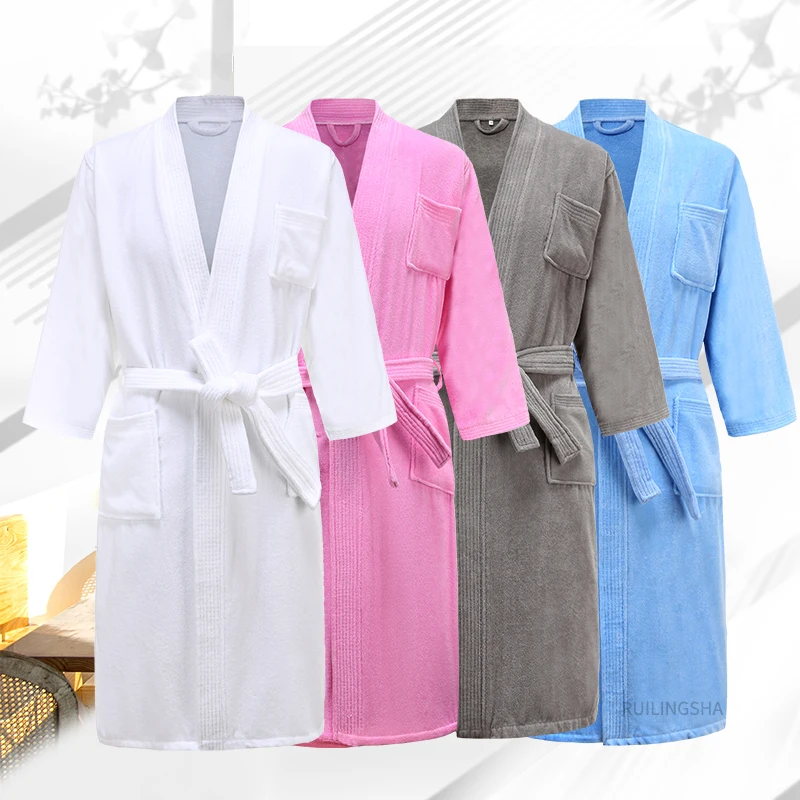 Men Weight 40 120KG 100 Cotton Kimono Terry Bath Robe Water Absorbent