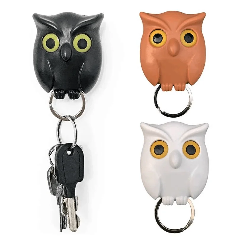Owl Night Wall Magnetic Key Holder Magnets Hold Keychain Key Hanger Hook Hanging Will Open Eyes Bunny Bear Cartoon Decor 1PC wall holder magnetic hooks wall mount hooks wall organizer hook