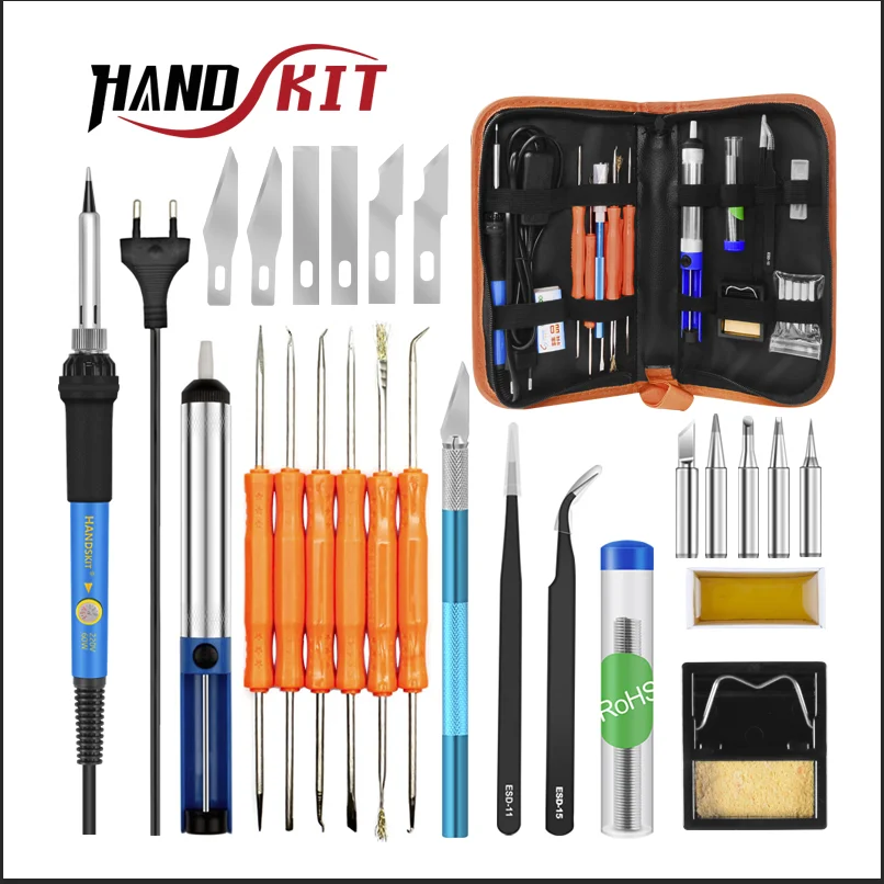 Handskit 220 В 110 60 Вт Регулируемый температурный Электрический паяльник Комплект + 5