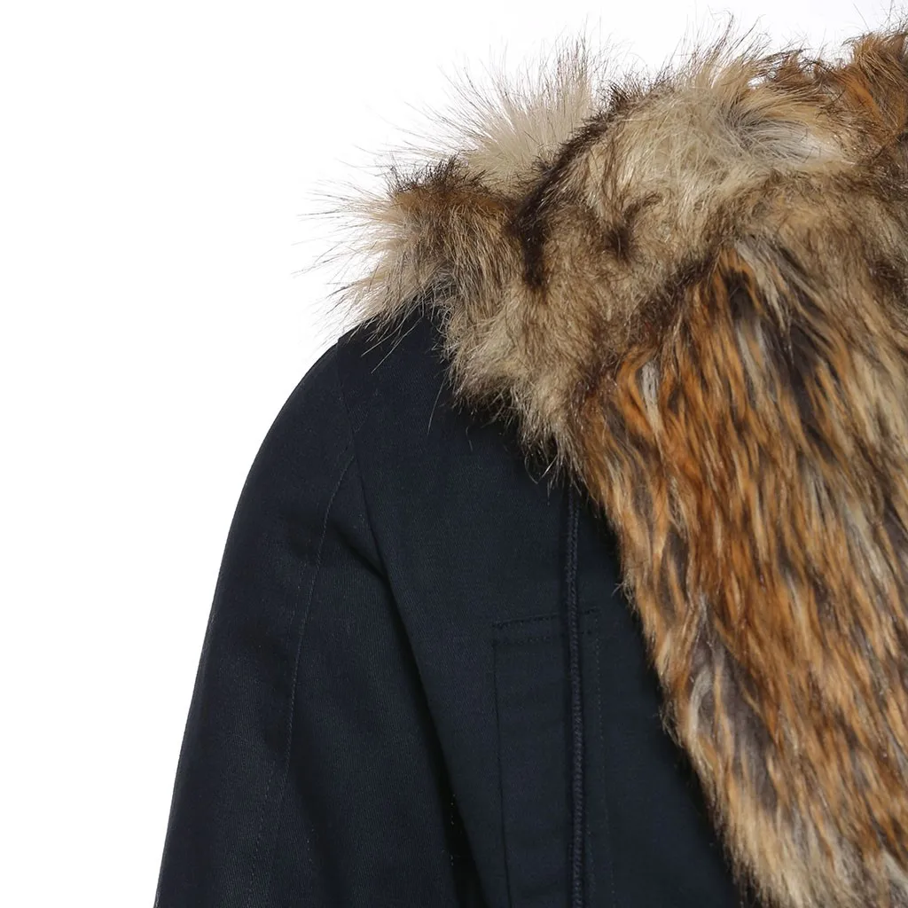 Chamsgend зимняя теплая куртка мужская повседневная с капюшоном ветрозащитная верхняя одежда пальто Мужская меховая парка пальто Мужская плотная флисовая куртка