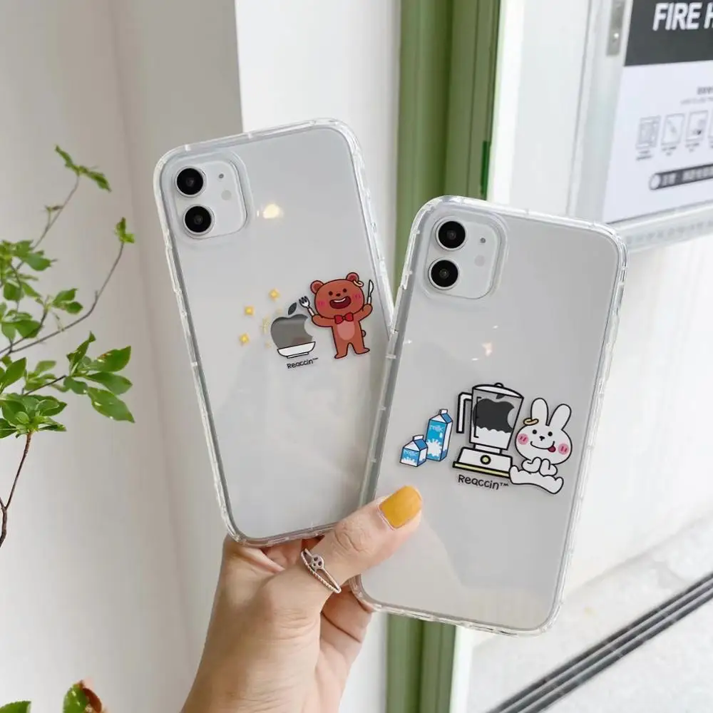 Милый модный прозрачный мягкий чехол из ТПУ для iPhone 12 Mini 11 Pro Max X XS XR 8 6S 6 7 Plus